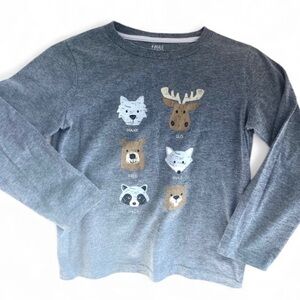 Falls Creek Kids Long Sleeve Animal Character Grey Shirt Boys Size 4T